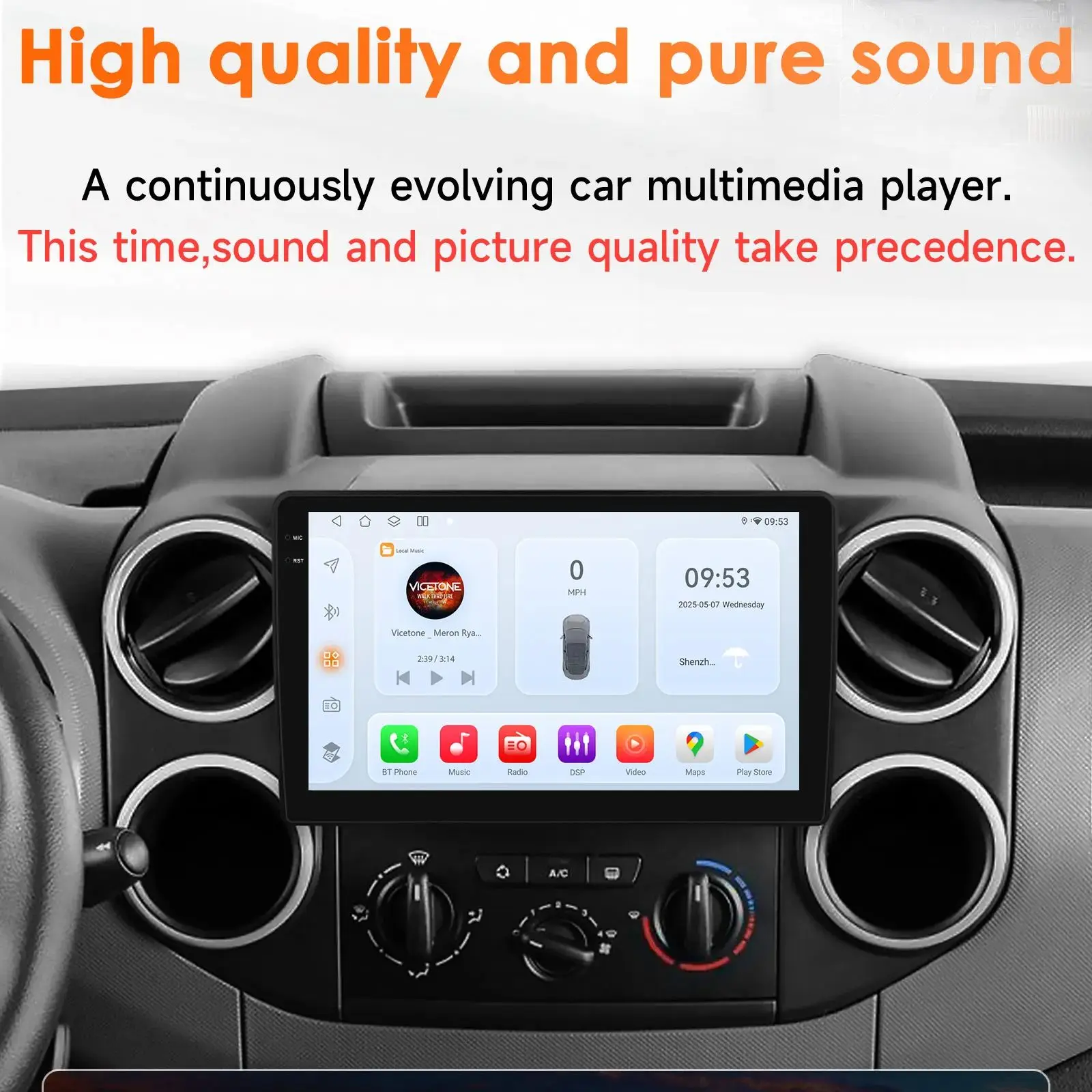 Autoradio Android pour Citroën Berlingo B9 Peugeot Partner 2008-2019, système multimédia de voiture sans fil, Carplay intelligent, GPS par Snapdragon 6115, caméra 360°