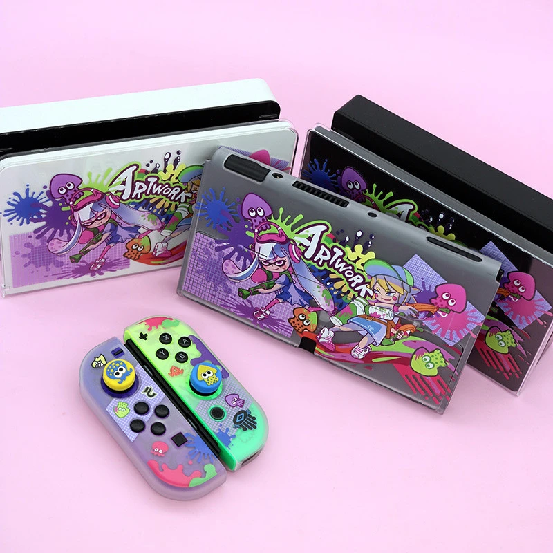 Anime Split Protective Case for Nintendo Switch OLED Transparent Matte Anti-slip Joy-Con Controller Protective Case Dock Cover