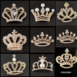 New Metal Crystal Crown Brooch Lapel Pina Suit Shirt Collar Pins Brooches for Women Accessories Fashion Jewelry