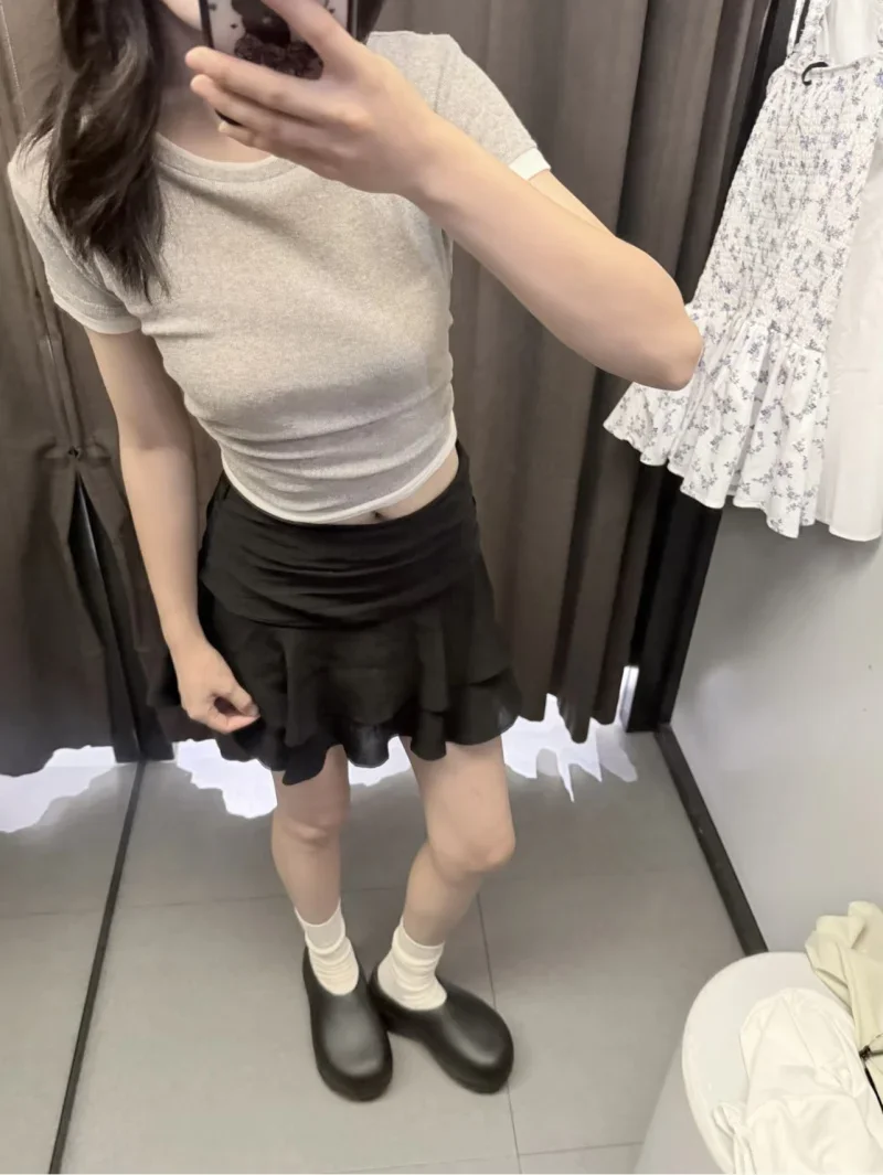 Women's Summer New Sexy Short Skirt Hot Girl Style Flouncy Stacked Mid-Waist Casual Slim Trendy Soft Breathable Lightweight 2026