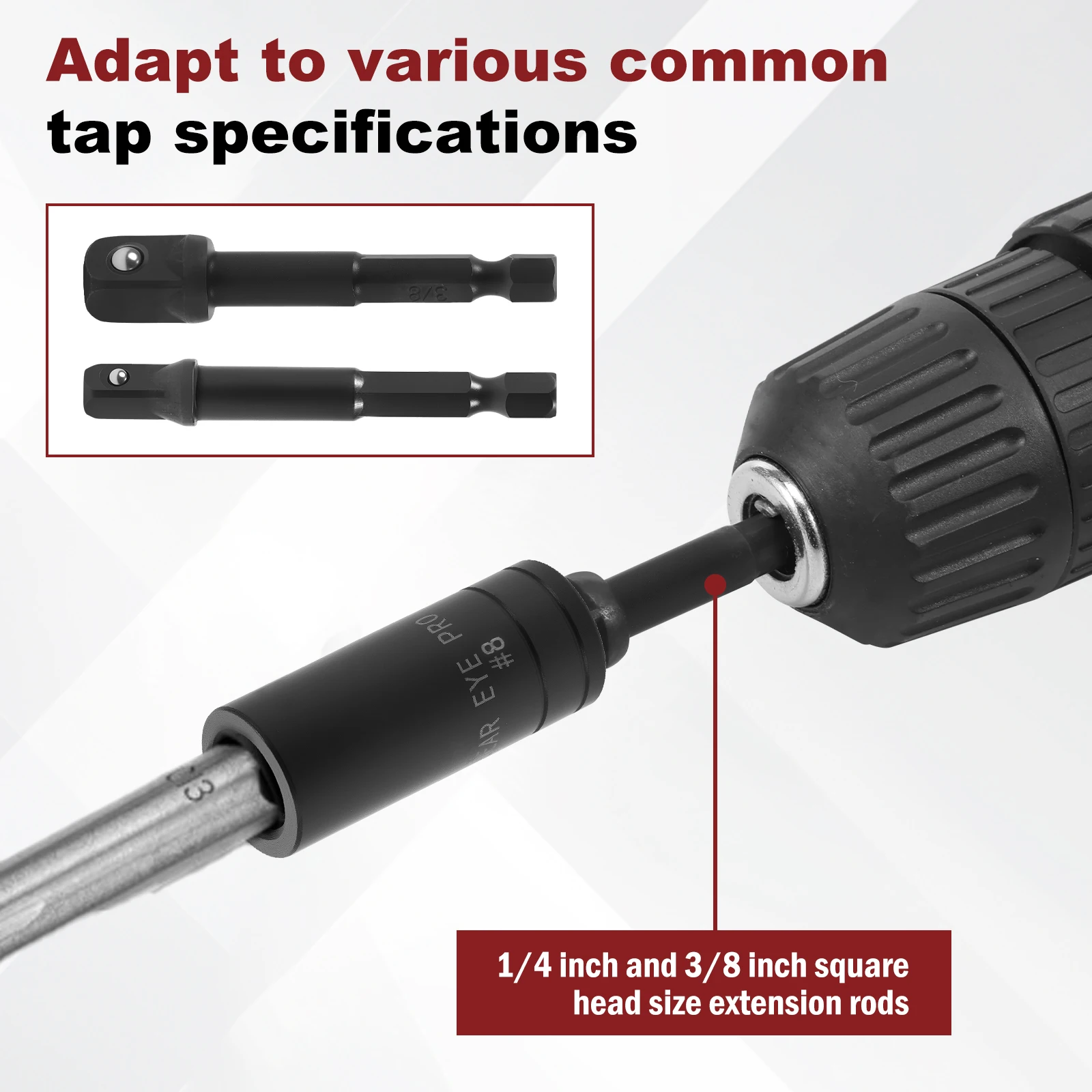 8Pcs Tap Socket Set 1/4 Inch and 3/8 Inch Drive Tap Holder Socket Kit with Socket Holder for Tight Space Fractional MCTI Standar
