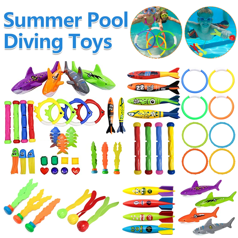 Summer Children Swimming Pool Diving Toys Set Creative Water Sports Throwing Toy Multicolor Underwater Grabbing Toys Accessories