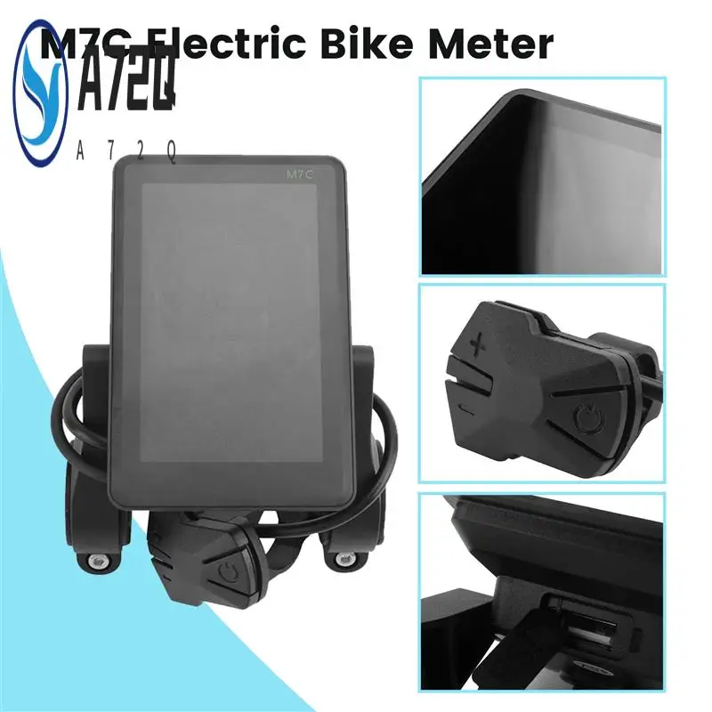 

A72Q-M7C Electric Bike LCD Display Color Meter 24V-60V E Scooter LCD Panel With USB UART For Mountain Electric Bike Parts (6PIN)