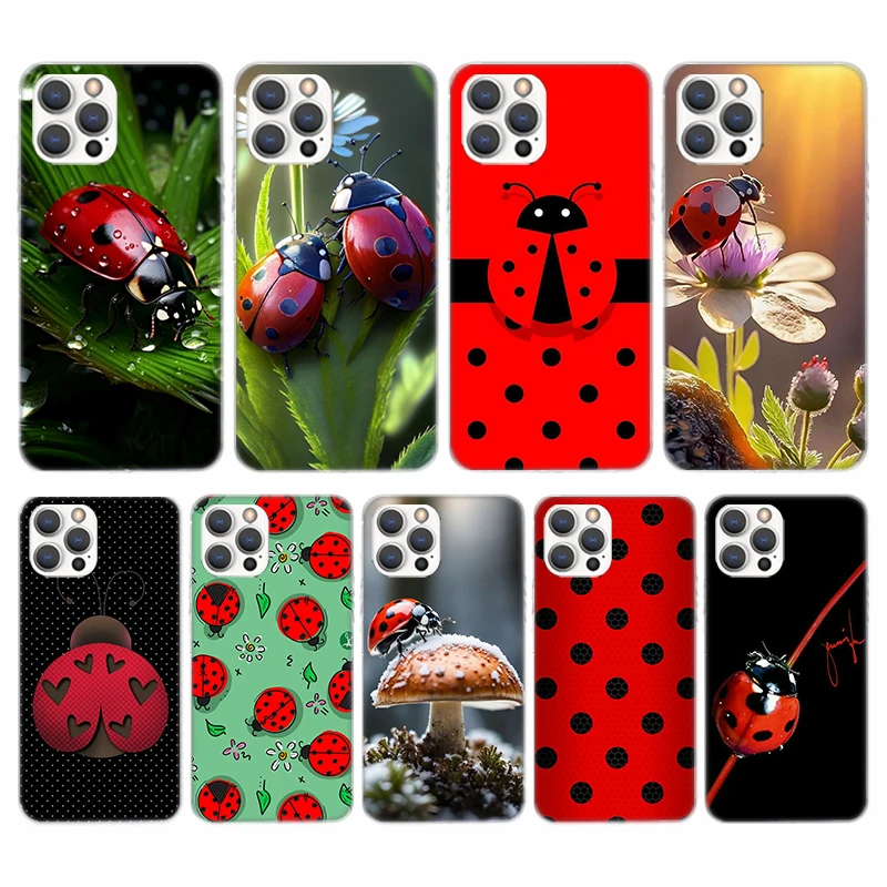 Insect Seven-Star ladybug Soft Phone Case For iPhone 16 15 14 13 12 11 Pro Max X XR XS 7 Plus 8 + SE 2020 Pattern Customized Cov