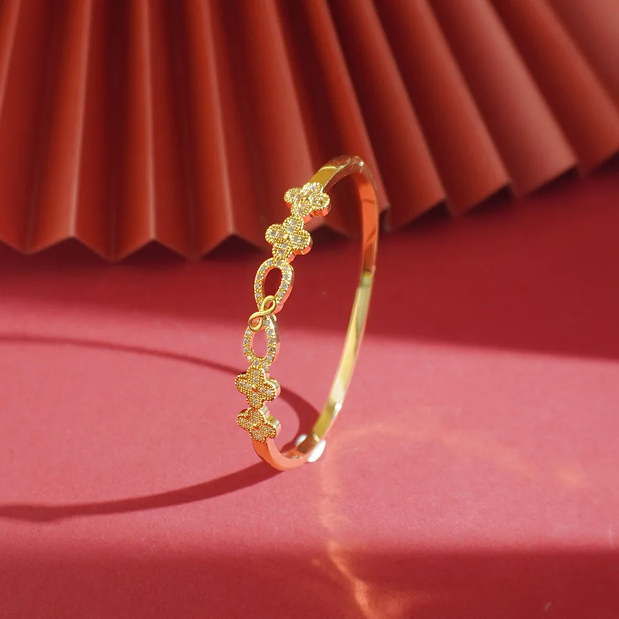 9999 gold gift fashionable butterfly design zirconium oxide inlaid women's bracelet