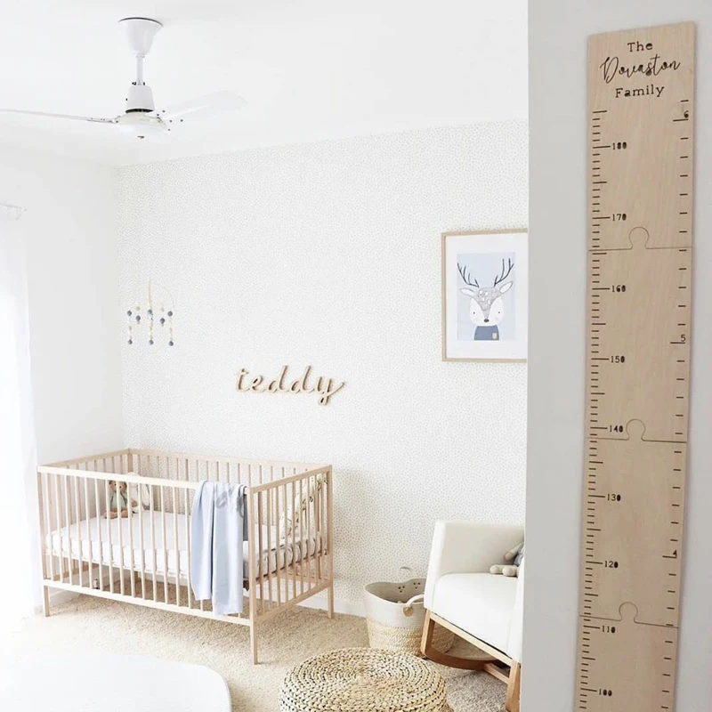 Nordic Wooden Growth Chart for Kids Children Room Wall Decoration Baby Height Meter Inch Measurement Gauge INS Nursery Decor