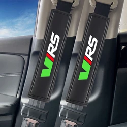 2Pcs Nappa Leather Seat Belt Shoulder Cover Protection Pads for Skoda VRS Octavia Kamiq Kodiaq Karoq RS Superb Fabia Rapid