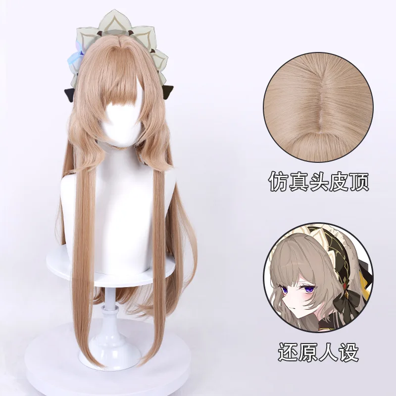 Game Genshin Impact Marionette Sandrone Cosplay Wig Long Brown Heat Resistant Synthetic Hair With Wig Cap