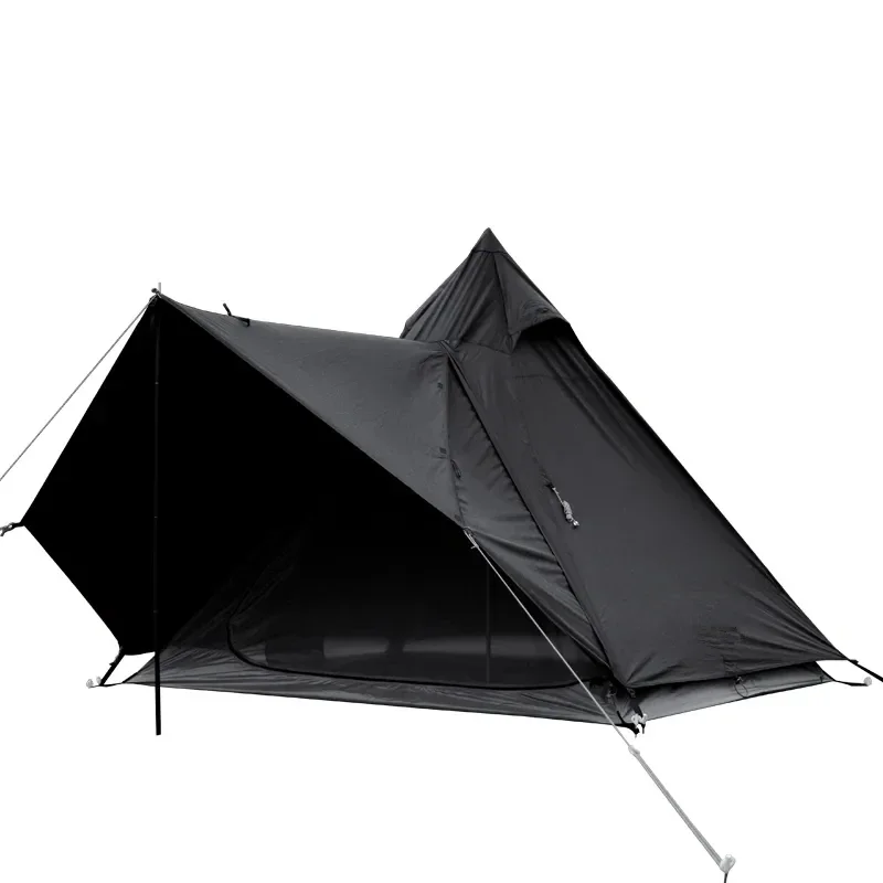 Outdoor Camping Hiking High Quality Large Portable Ultralight Waterproof Oxford Cloth Black Tower Tent With Tarp