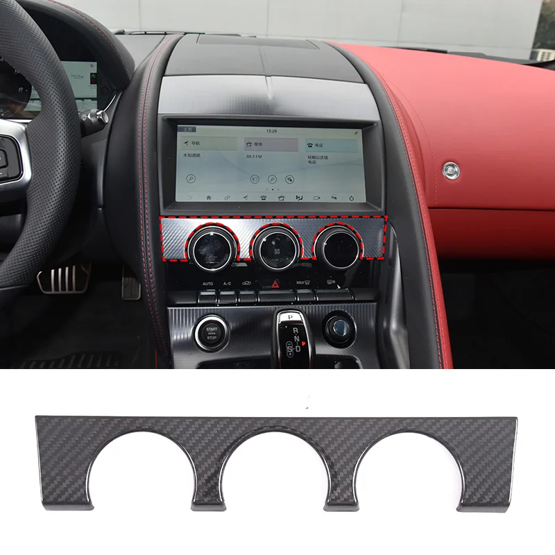 

For Jaguar F-TYPE 2013+ Real carbon fiber car central air conditioning switch frame decorative sticker protection accessories