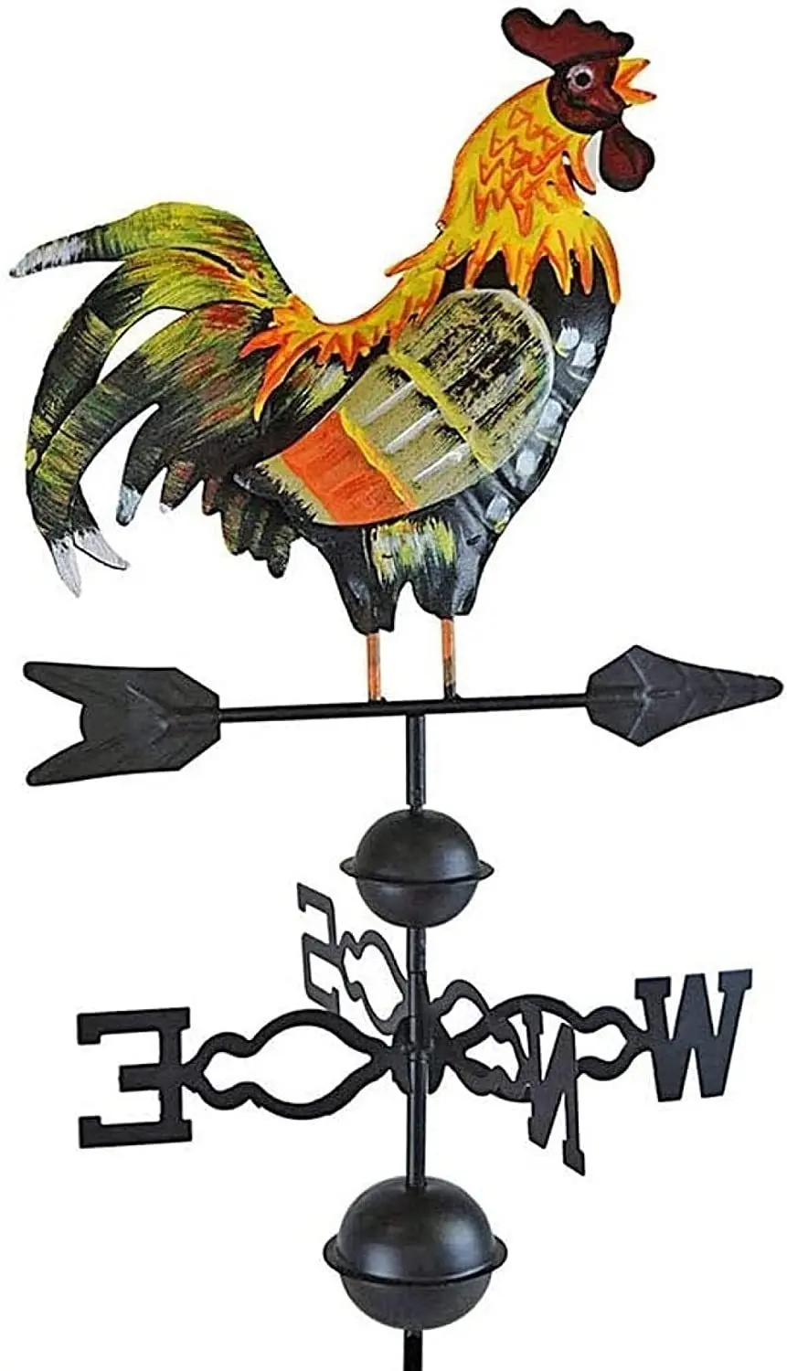 

Nordic Rooster Weather Vane Spinner Wind Direction Farm Scene Stake for Garden Yard Decoration Outdoor Weathervane Ornament