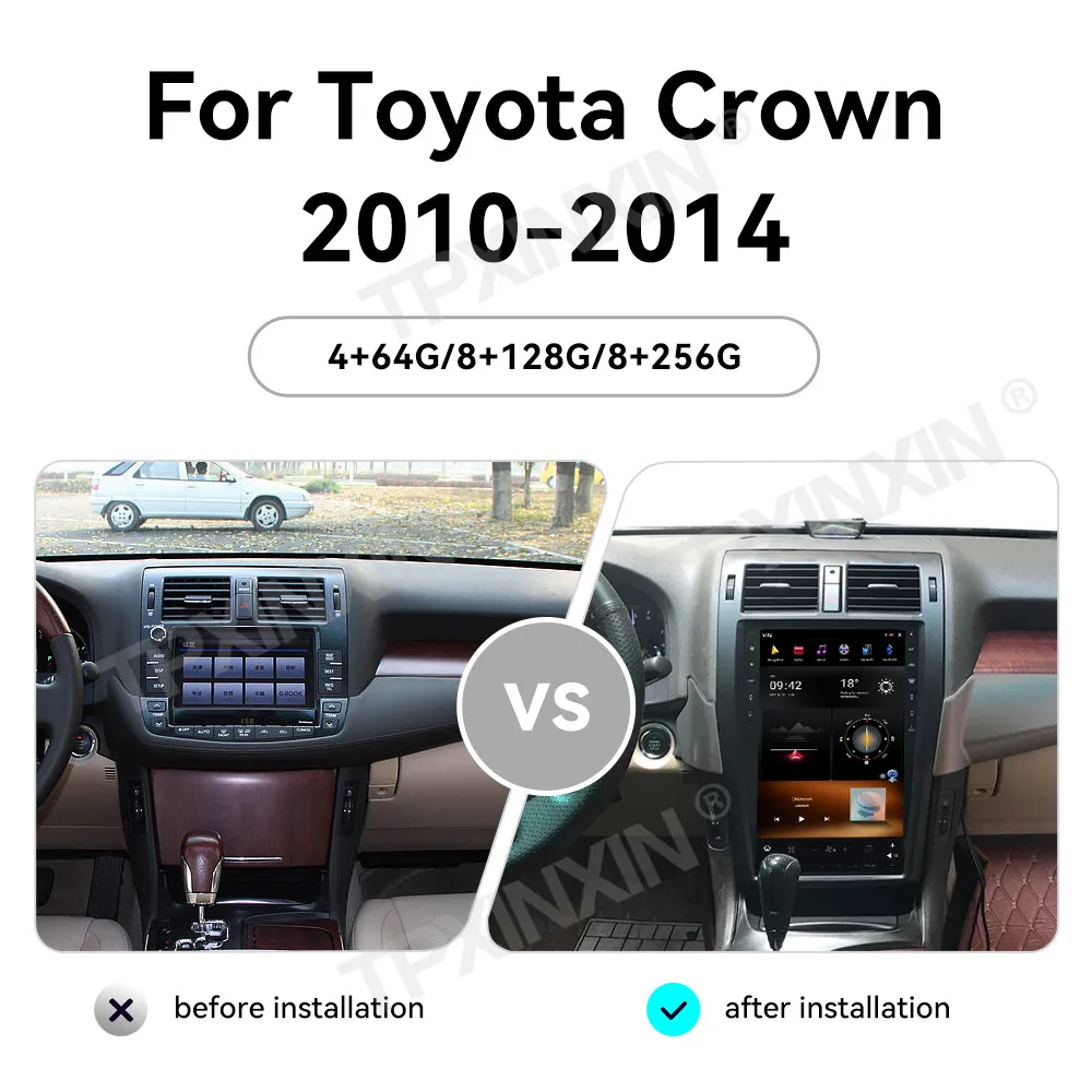 For Toyota Crown 13th 2008 - 2015 Android Car Radio 2 Din Autoradio Stereo Receiver GPS Navigation Multimedia Player Head Unit