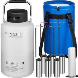 Liquid Nitrogen Container 10L Aluminum Alloy Liquid Nitrogen Tank Cryogenic Container with 6 Canisters and Carry Bag