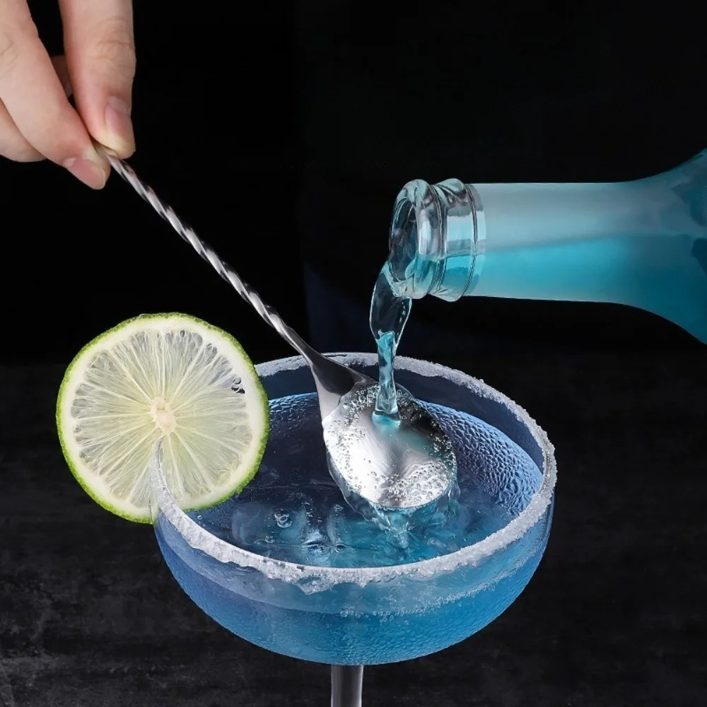 

E5 30/40cm 304 Stainless Steel Stirring Bar Spoon Cocktail Spoon Spiral Pattern Bartending Tool Drip Spoon Long Handle Bar Tool