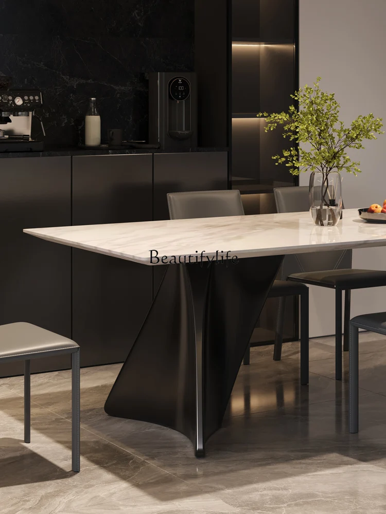 02 Jazz white natural marble dining table rectangular Italian minimalist high-end Italian imported luxury stone table