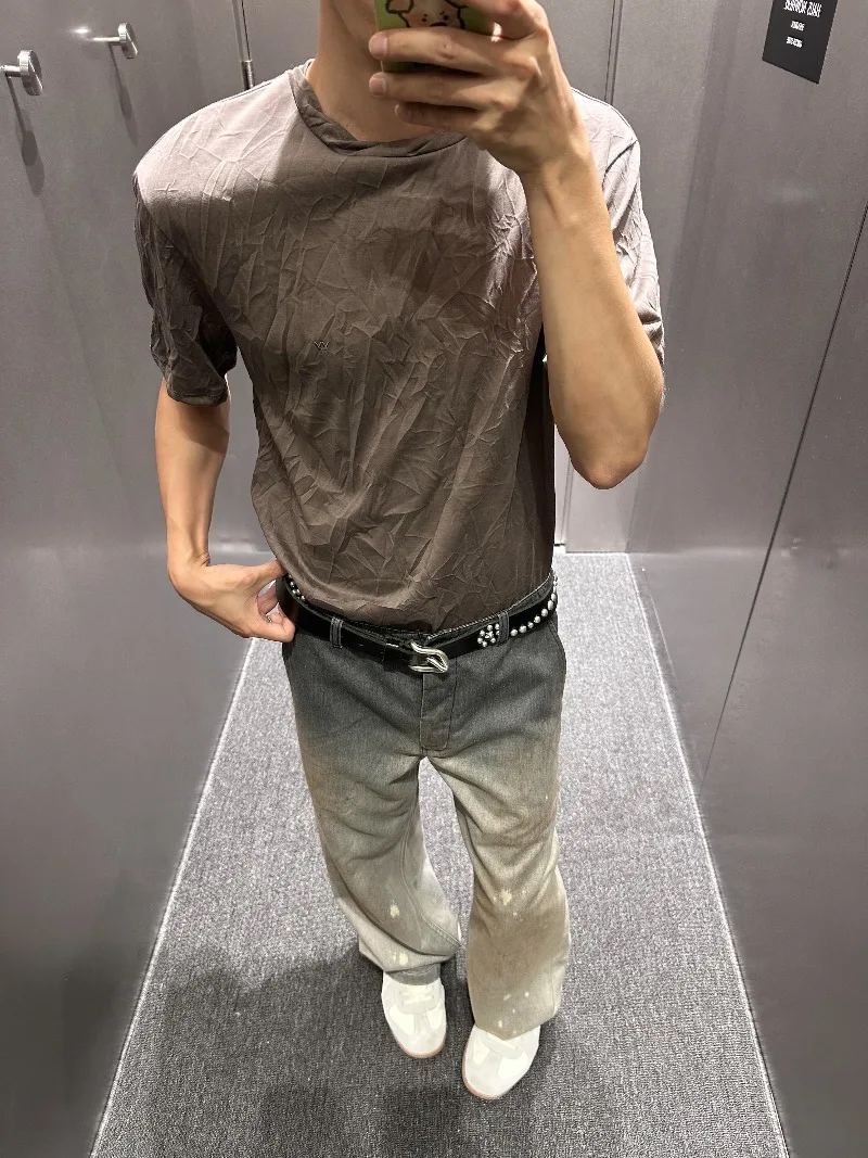 Our Legac Grey Rust Washed Ink Splash Jeans with gradual change