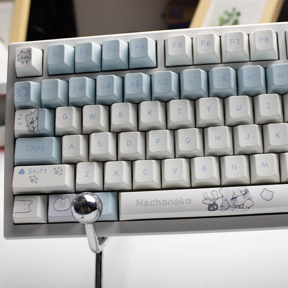 오리지널 귀여운 Nachoneko Keycaps 108 키 BPT Thermosublimation MOA 체리 프로파일 MX 스위치 기계식 키보드 캡