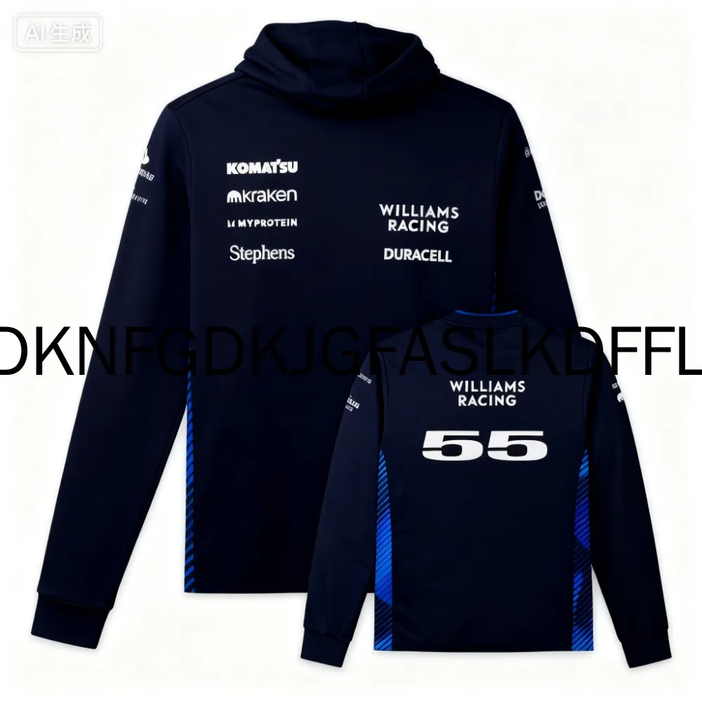 2025 الخريف/الشتاء F1 ويليامز فريق طويلة الأكمام هوديي كارلوس ساينز Firmia ألبون الذكور والإناث المشجعين ثلاثية الأبعاد مطبوعة هوديي