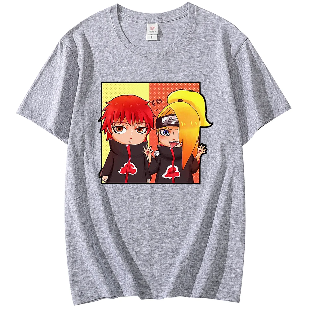 Anime Naruto T-shirt Sasori Akatsuki Printed Men's and Women's T-shirt Leisure Sports Street Student Couple T-shirt