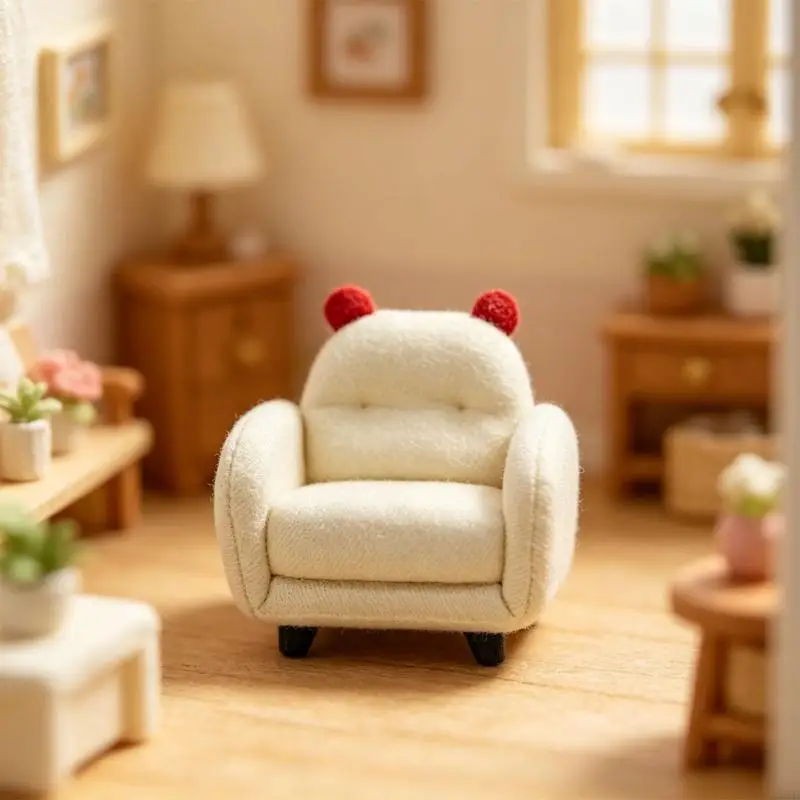 

1:12 Scale Hand made Dollhouses Animal Chair With Base And Soft Fabric Cover A2UB