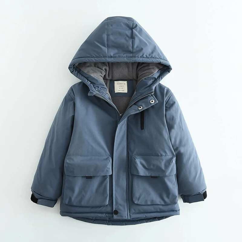 Winterjacke mit Kapuze für Jungen aus Baumwolle, Polarfleece, dick und warm, 4-12 Jahre, wind- und regendicht, Outdoor-Sportbekleidung.