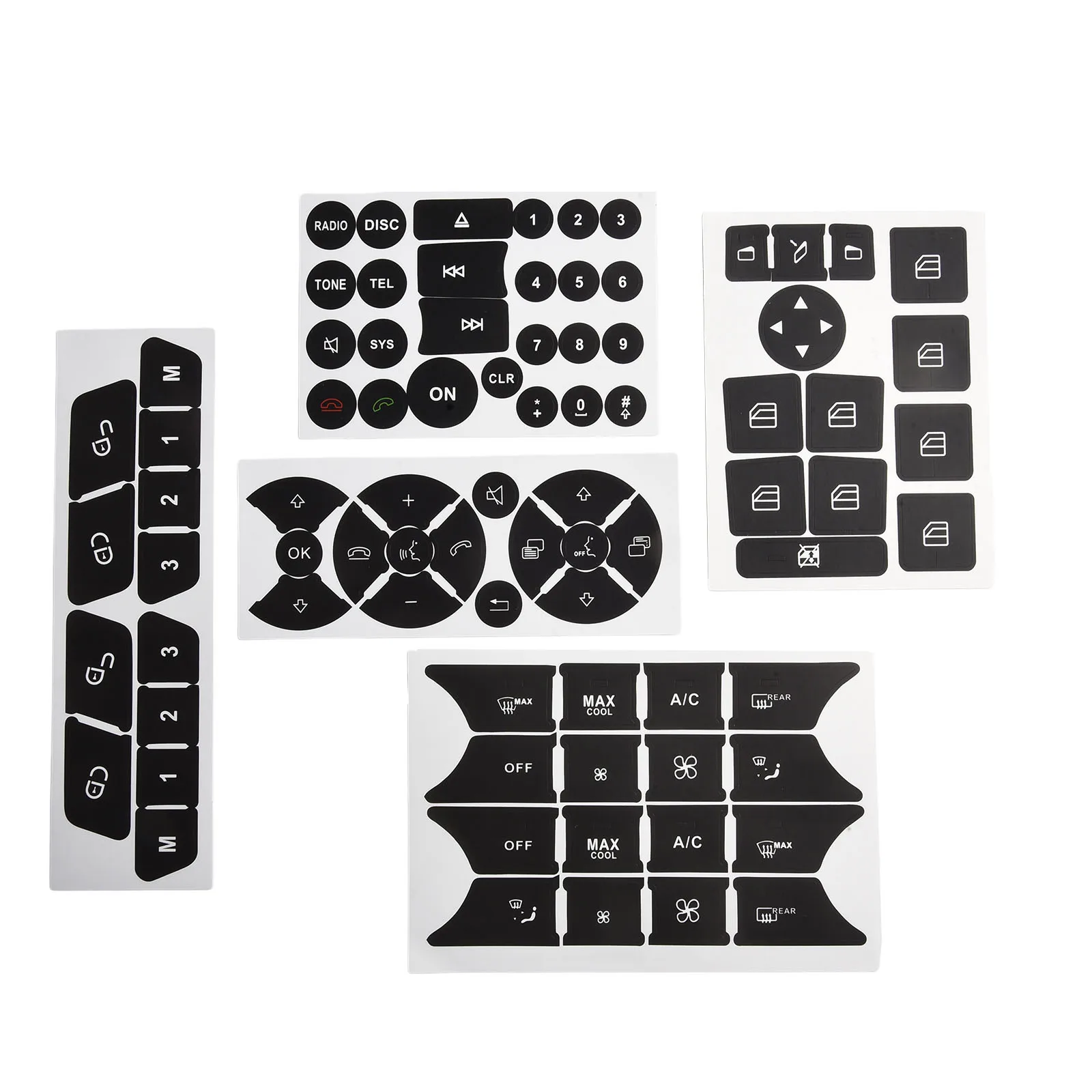 A C Radio Button Button Repair Sticker Black Overlay High Grade Material White Lettering Light Penetration Reduction