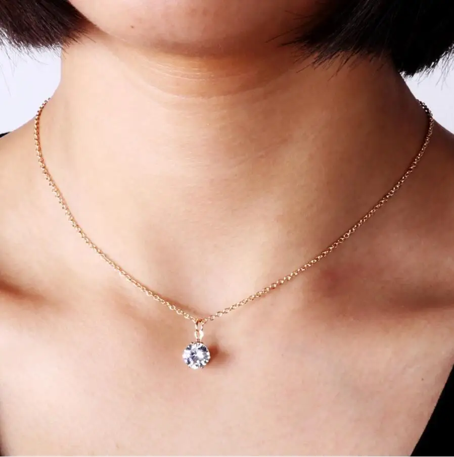 Neue Angekommene Gold Farbe Kleine Kristall Anhänger Halsketten für Frauen Valentinstag Schmuck Femme Bijoux Colliers Handgemachte – Detail 1