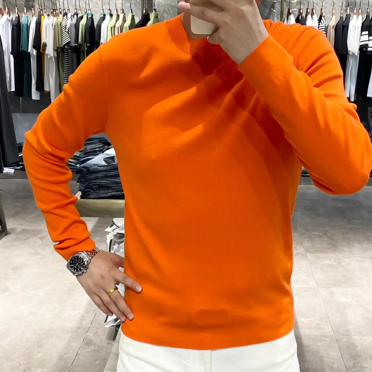 

Модный городской мужской вязаный свитер однотонного цвета, повседневный, универсальный, осенне-зимний, новинка, роскошный, простой, европейский, высококачественный