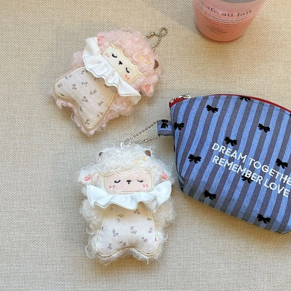 New Cute Sheep Pendant Creative Pretty Curly-haired Lamb Keychain Purse Charm for Students Girls