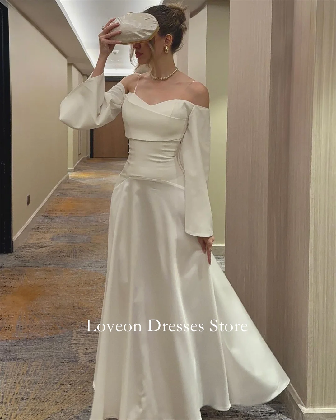 

Простые вечерние платья с открытыми плечами и длинными рукавами, шелковый атлас, арабский стиль, элегантные элегантные платья для выпускного вечера, вечерние женские платья