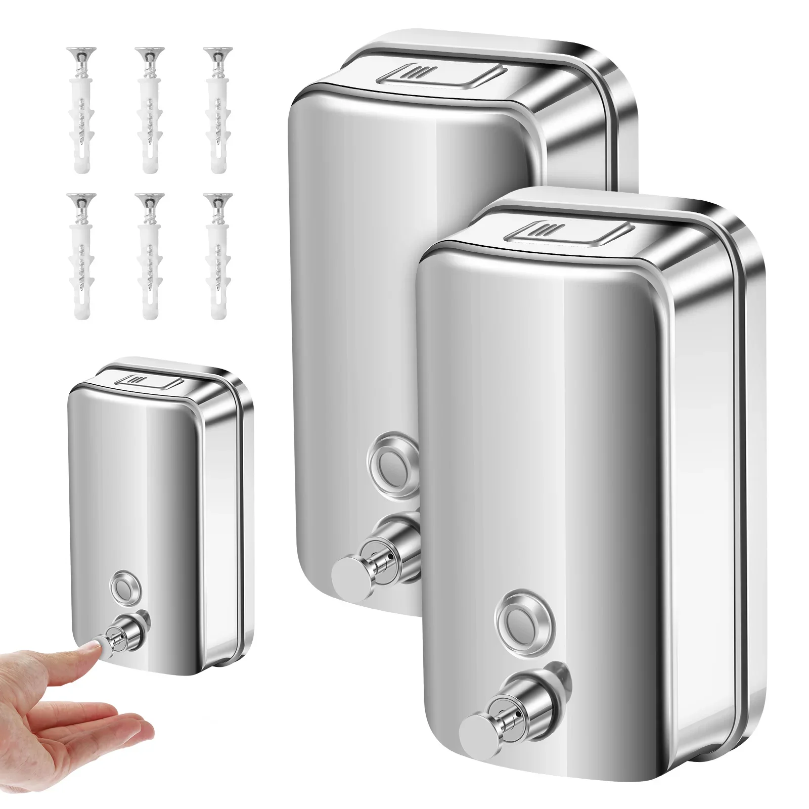 

Набор из 2 настенных дозаторов для шампуня и мыла, ручной, из нержавеющей стали, с защитой от ржавчины