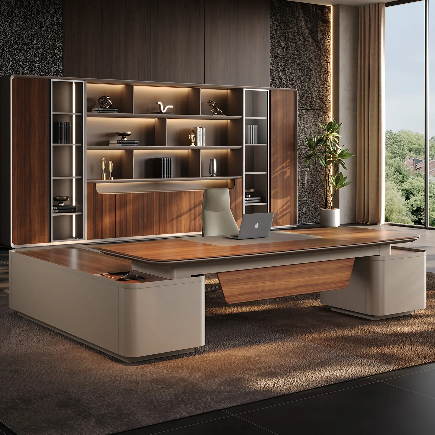 High End Modern Light Luxury Modular Healthy Customized Color Bedroom boss Office Desk Chair Combination E0 Level CEO Desk
