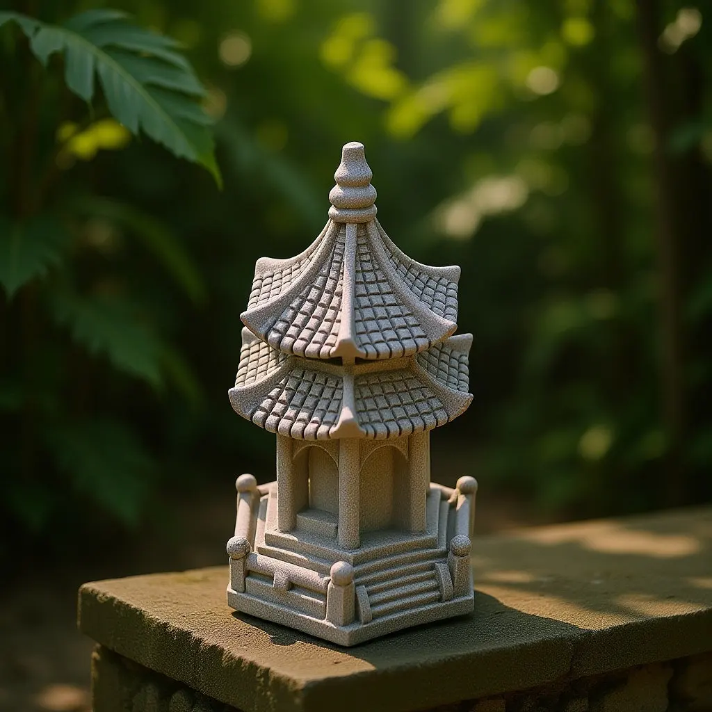 Miniature Pagoda Statue Stone Realistic Mini Zen Garden Accessory Outdoor Garden Decoration Simulation Pavilion Sculpture