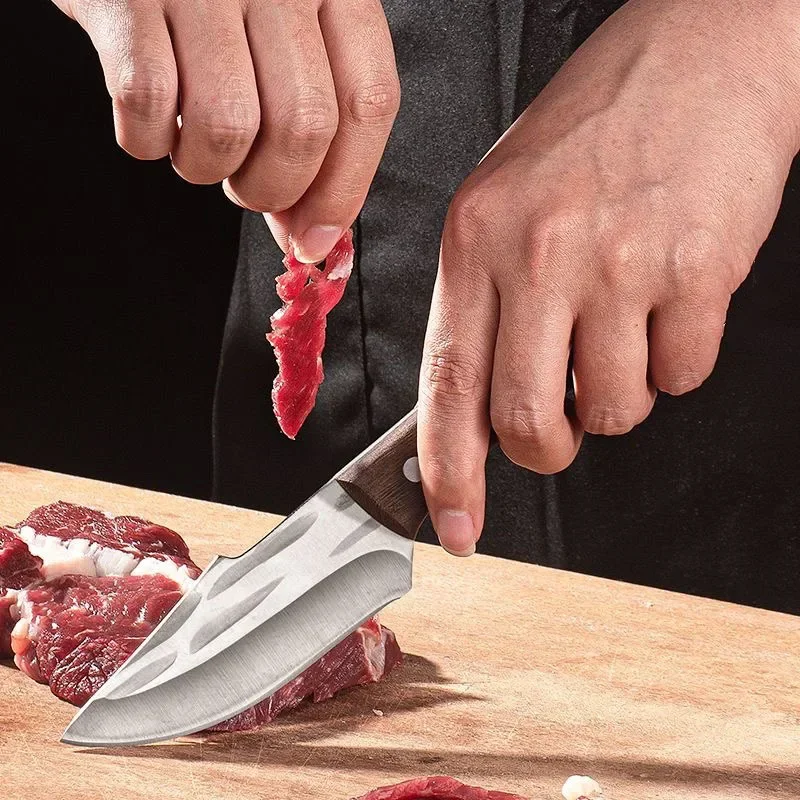 Nóż kuchenny Nóż do odkostniania Noże szefa kuchni Ręcznie kuty nóż Tasak do mięsa Nóż rzeźniczy ze stali nierdzewnej z pochwą