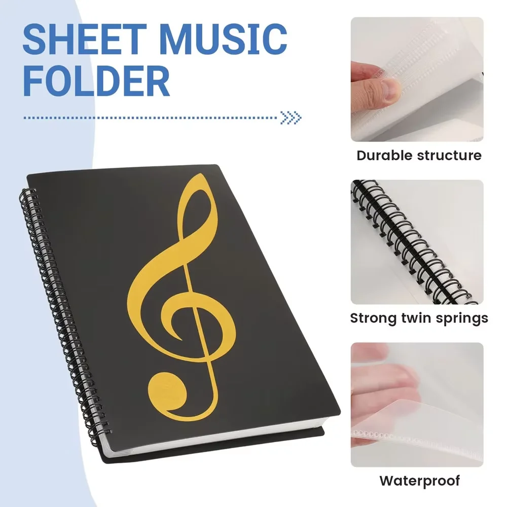 A4 Spiral Sheet Music Binder, Lay-Flat 40 Pages Sturdy Organizer for Piano Performances, Lessons, Practice and Music Stand Use
