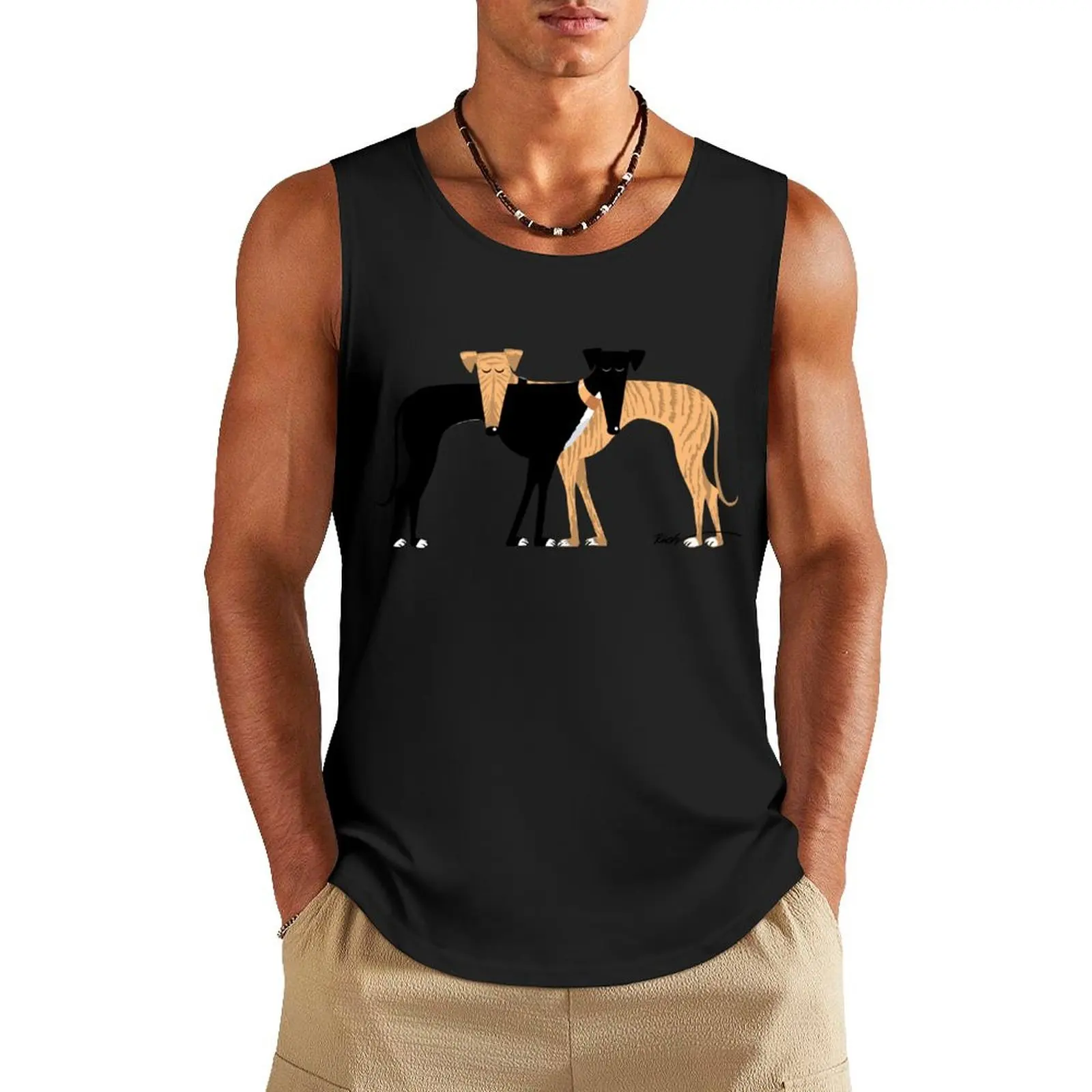 Head Rest Brindle Hound: Tank Top bodybuilding t shirt sexy clothes men sleeveless vest men Men's sports t-shirt