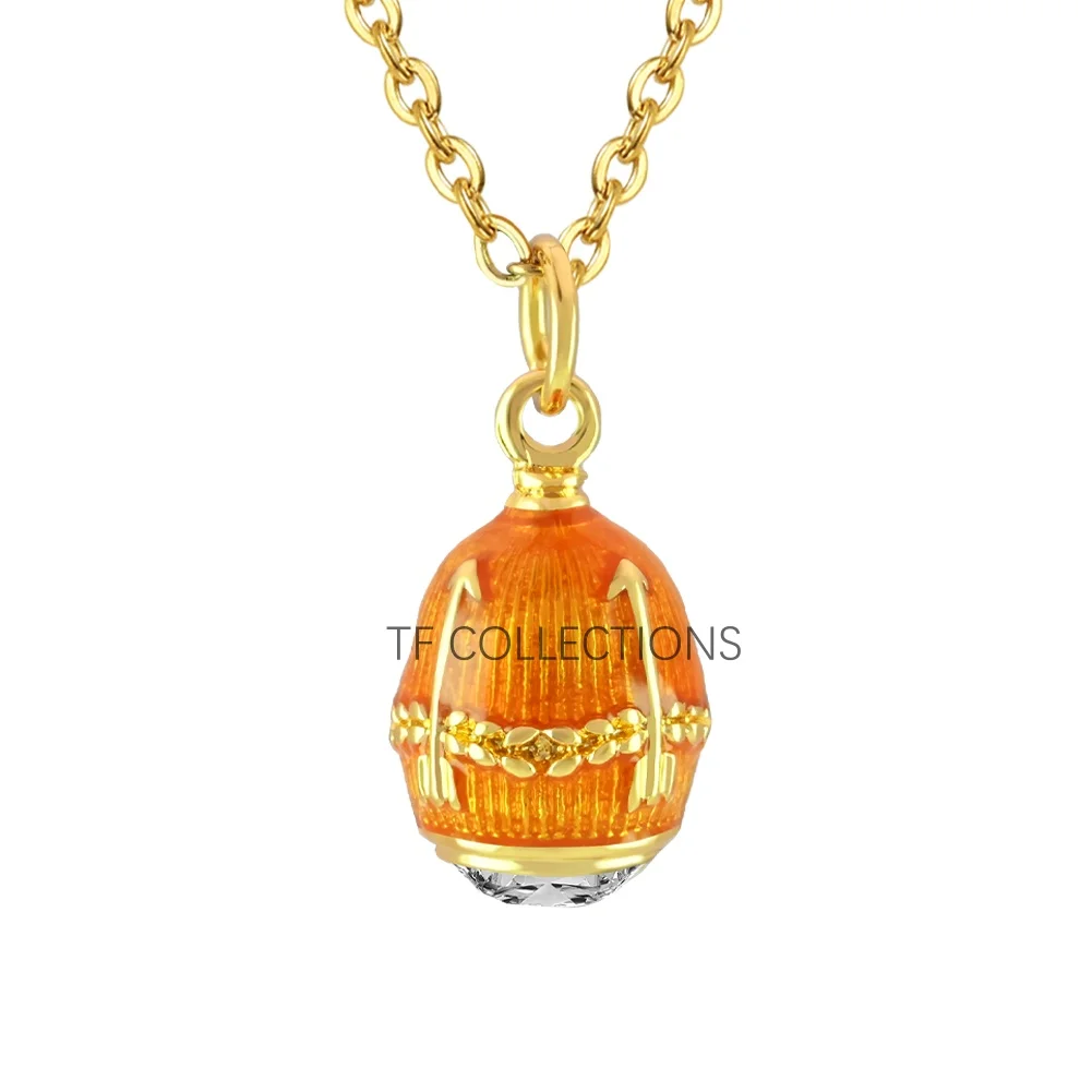 YAFFIL Multi Color! Enamel Egg Necklace A Niche Design Statement Collar Chain Versatile And Luxurious Neck Chain