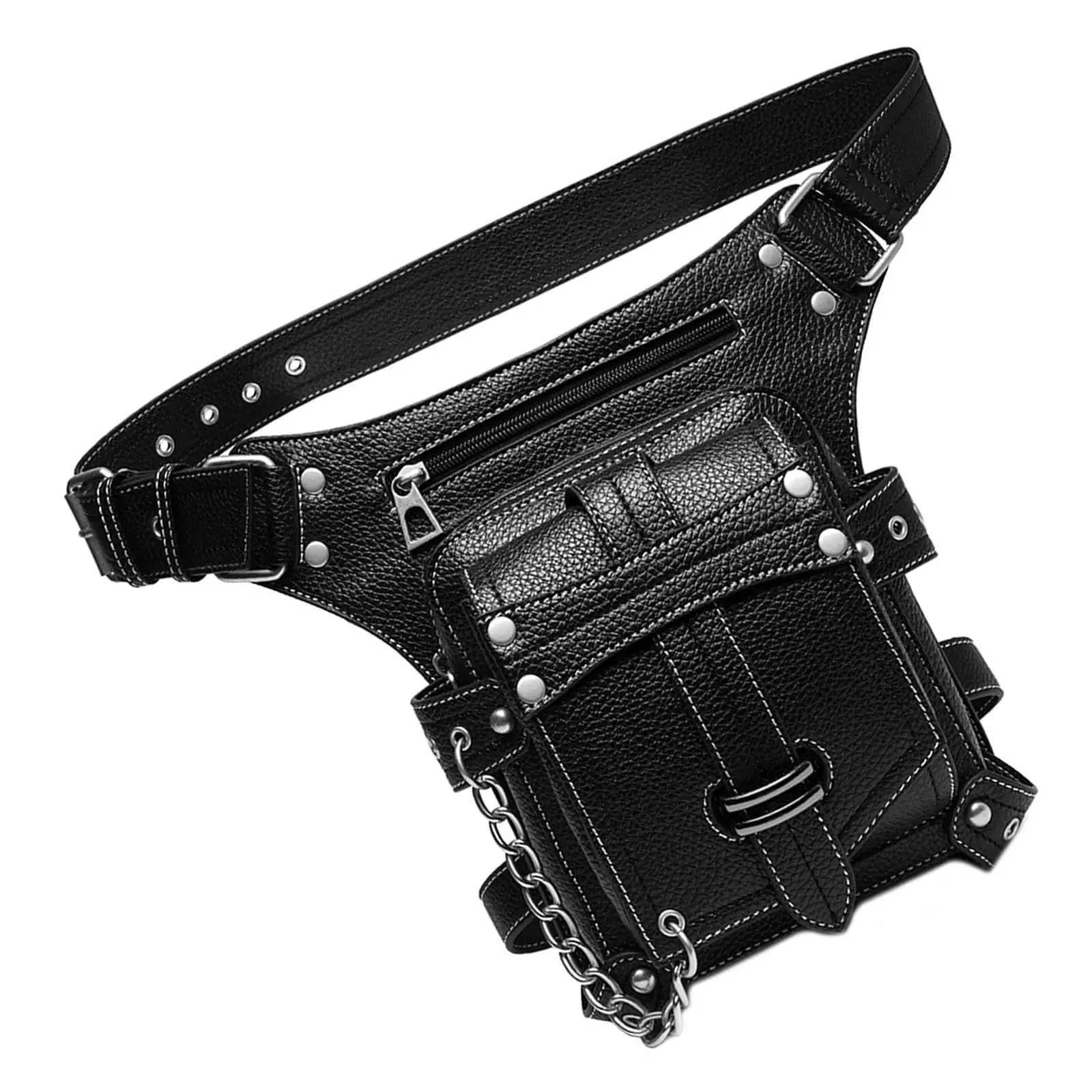 PU Waist Bag Fanny Pack Thigh Leg Hip Purse Gothic Steampunk for Motorcycle