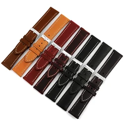 Oil Wax Watch Band 16mm 17mm 18mm 19 20 24 22mm Female Male Watch Strap Brown Ultra Thin Belt Soft Bracelet Handmade Watchband