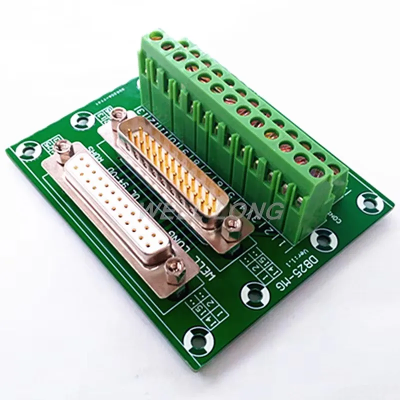 D-SUB DB25 Male and Female Header Breakout Board, Terminal Block, Connector.