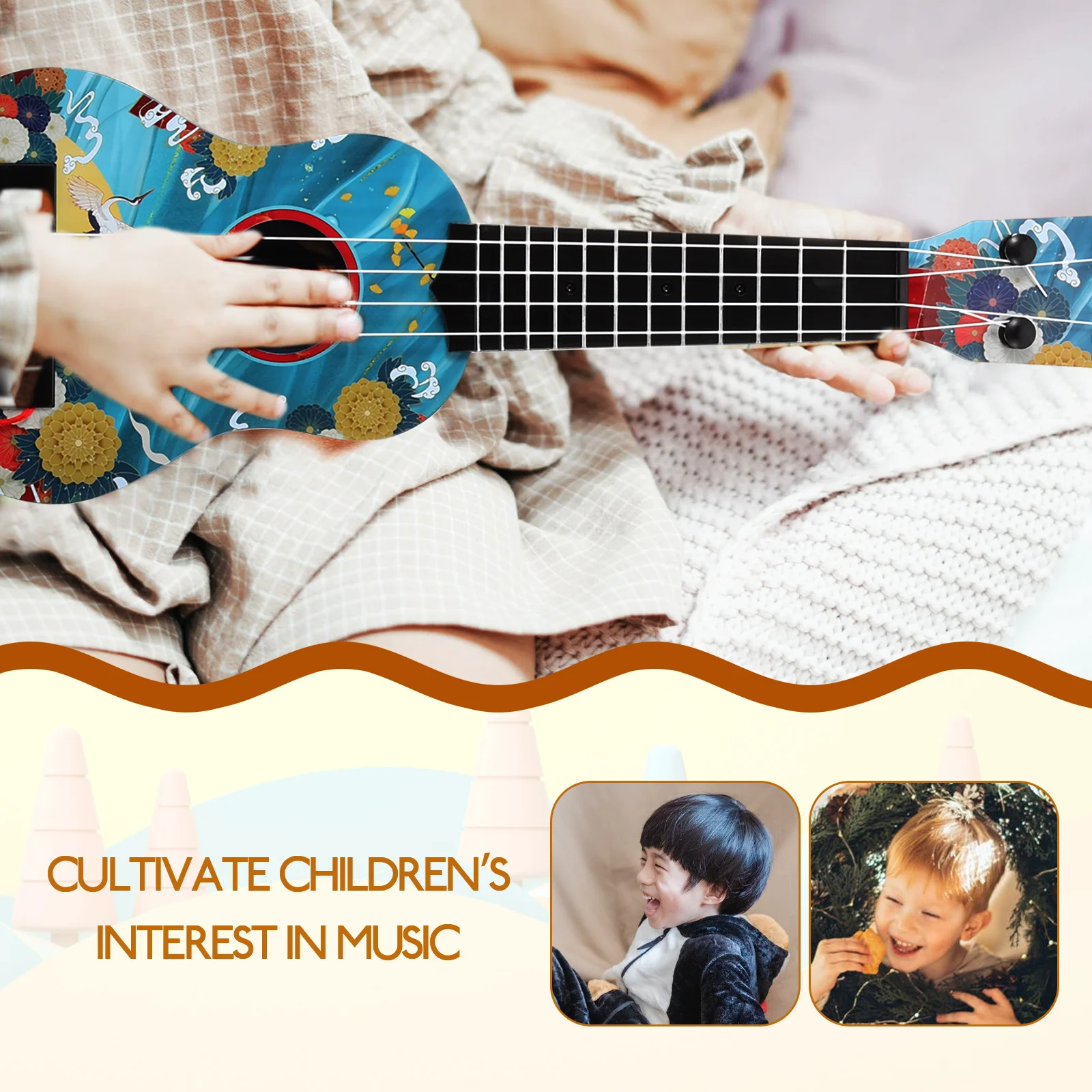 

21 Inch Wooden Ukulele for Kids and Beginners Lightweight Mini Guitar Acoustic Musical Instrument Ideal Gift for Festivals
