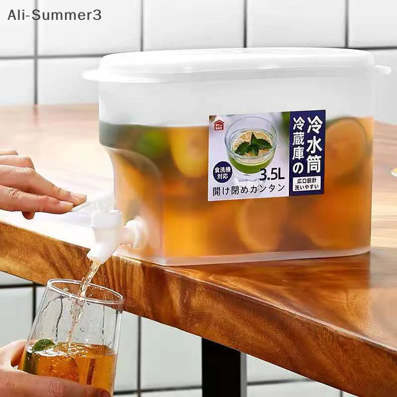 Water Kettle With Faucet Beverage Dispenser Cold Juice Lemonade Drinks Bucket Liquid Storage Tank Outdoor Fridge Organizers
