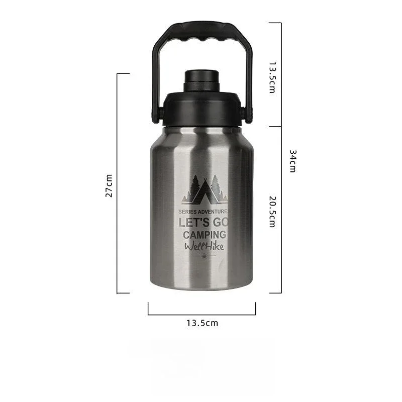 Botella de agua de acero inoxidable de 2L para Picnic, cubo aislante para mantener el frío, bolsa táctica para botella de agua, senderismo, Camping al aire libre, cubo de hielo