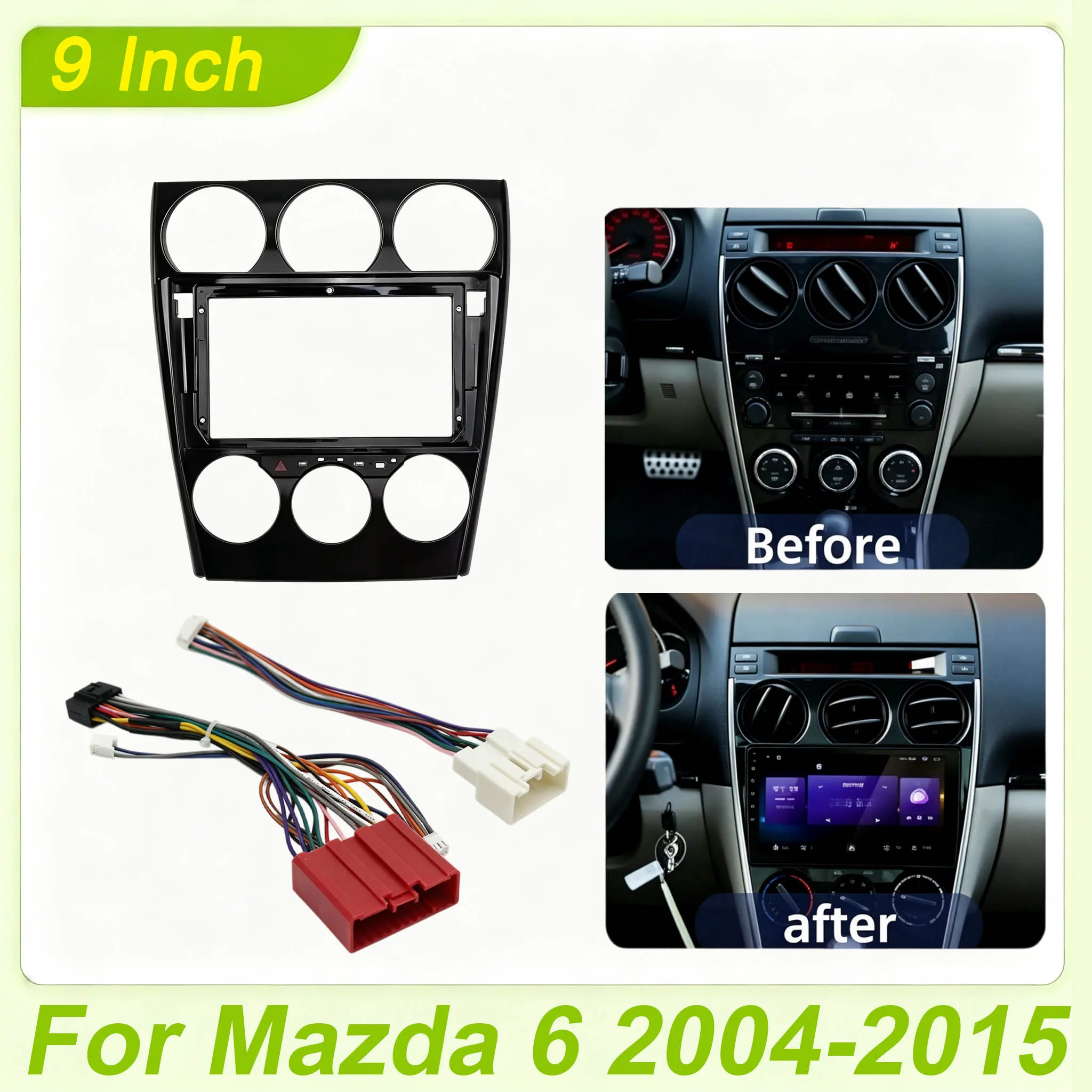 9 Inch Car Radio Fascia Frame for Mazda 6 2004-2015 Android Stereo Dash Panel Installation Kit
