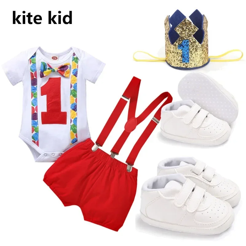 

Baby Boy Clothes Set Girl Outfit Cute Cake Smash Summer Romper Suspender Shorts 1st Birthday Photo Shoot