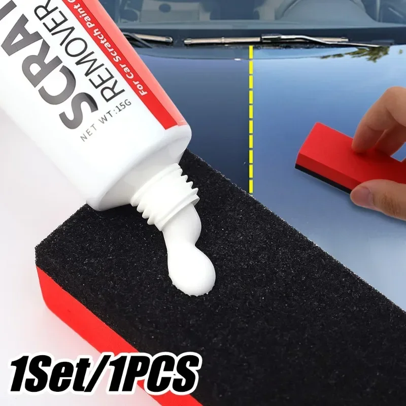 Car Polishing Paste with Sponge Auto Scratch Remover Tool Automotive Body Paint Care Repair Kit Scratch Removal Grinding Agent