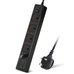 New 4 Way Extension UK Power Strip With Type-C PC Flame Retardant Pure Copper Power Socket with Overload Overload Protection