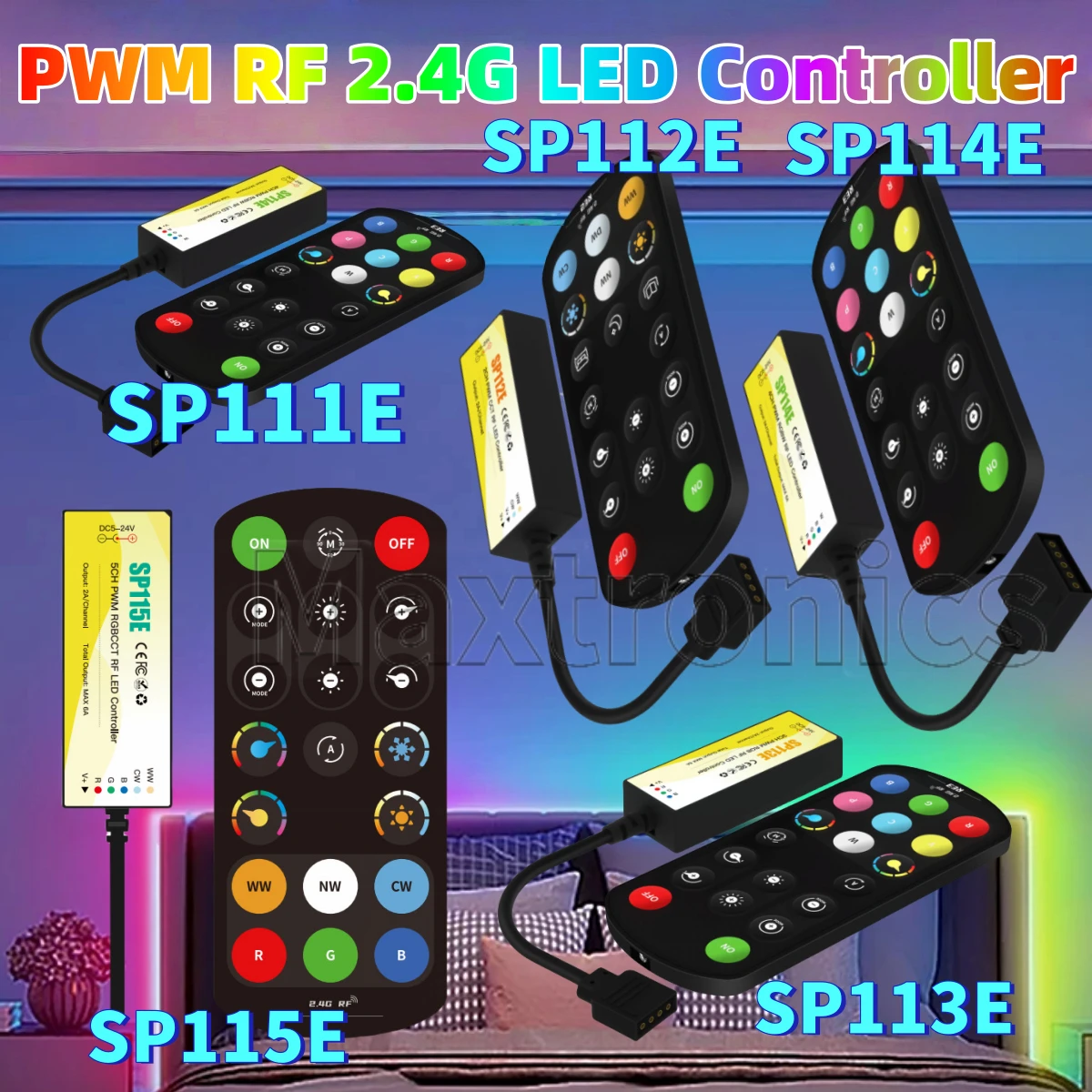 PWM Mini RF 2.4G LED Controller 2pin DIM 3pin CCT 4pin RGB 5pin RGBW 6pin RGBCCT 2835 5050 FCOB No IC Light Strip SP112E SP113E