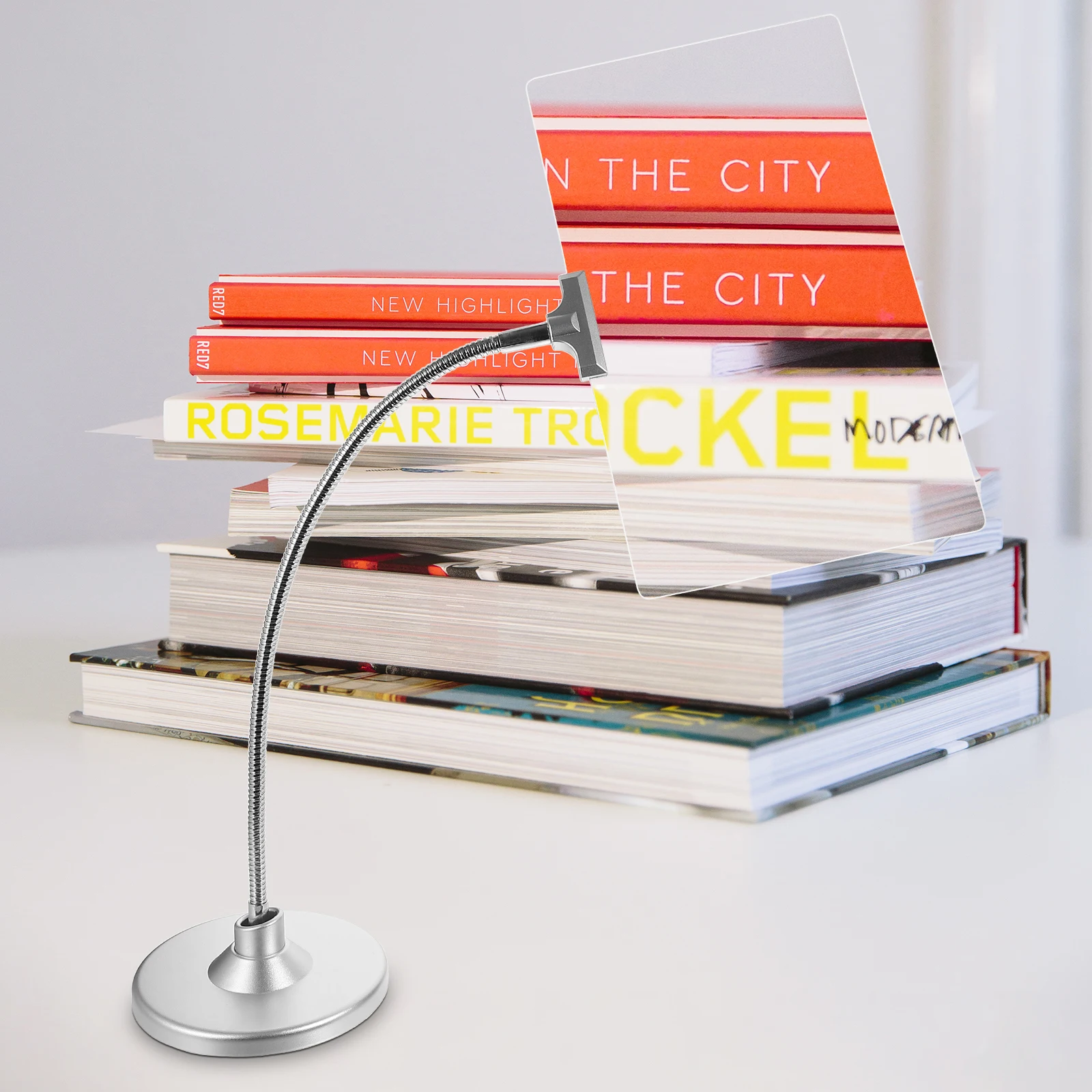 Extra Large 4x Reading Magnifier HD White Light Fresnel Lens Adjustable Hose Stand Black Craft Work Table Screen Computer