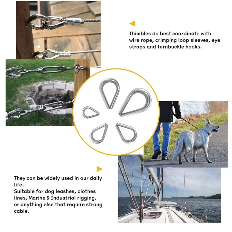 Picture 5: 304 Stainless Steel Rope Sleeve, M2/M3/M4/M5/M6/M8 Steel Cable Fixing Accessories, Can Protect the Rope, Chicken Heart Buckle